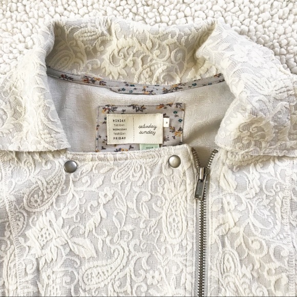 ANTHROPOLOGIE Lace Moto Jacket - Picture 2 of 10